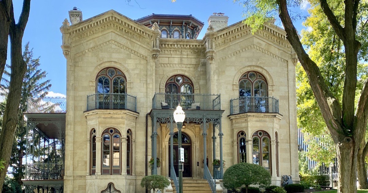 Victorian sandstone facade being cleaned gently with a laser