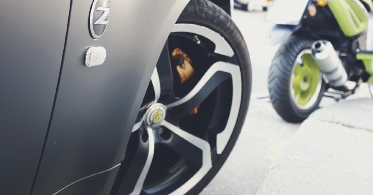 An alloy wheel being prepared for refurbishment