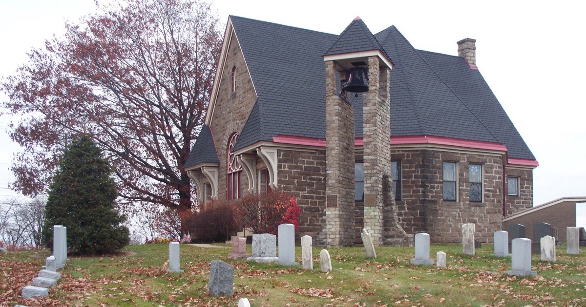 The stone exterior of an old church