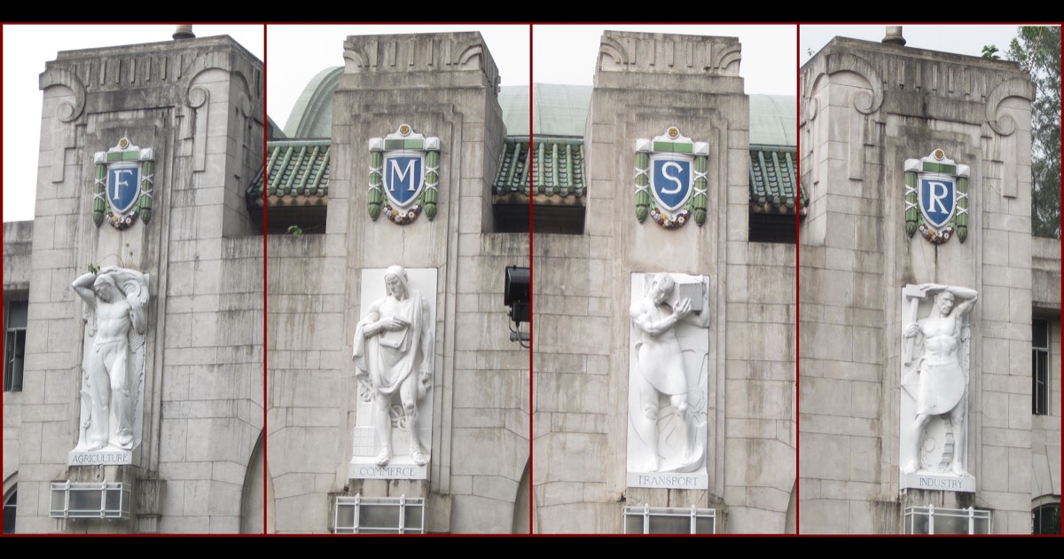 A marble statue and surface being cleaned